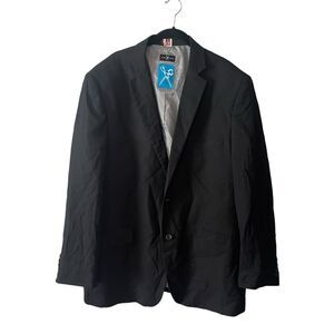 Marc Ecko Cut & Sew Mens 46R Sportscoat Blazer 2 Button Black Solid Sleek